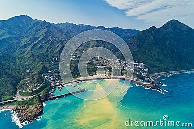 Yinyang Sea Aerial View - Famous travel destinations of Taiwan, panoramic birdâ€™s eye view. Stock Photo